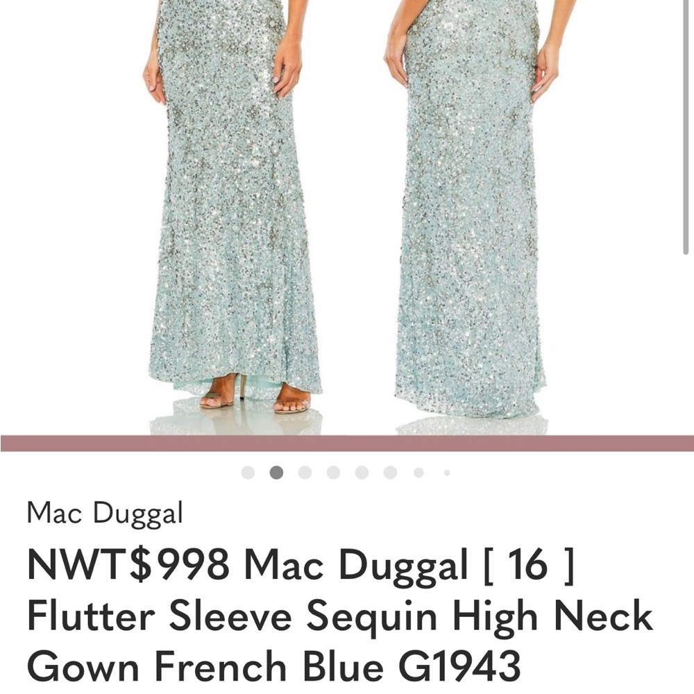 Mac Duggal Sparkling Blue Sequin Maxi Dress - Picture 5 of 7